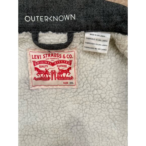 Levis x Outerknown Sherpa Trucker Jacket Mens 2XL Gray Outdoor Snap Button Camp - Picture 4 of 12